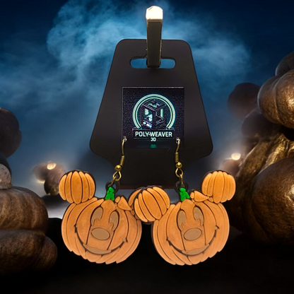 Pumpkin Mickey Earrings - Halloween - Glow-in-the-Dark - Polyweaver 3D