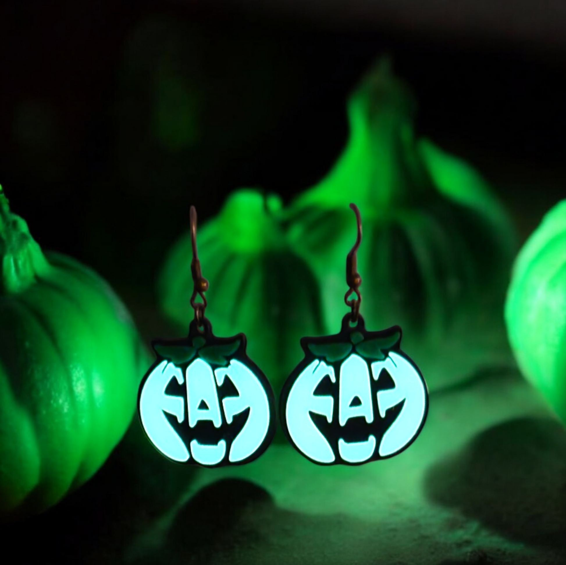 Happy Jack Earrings - Halloween - Glow-in-the-Dark - Polyweaver 3D